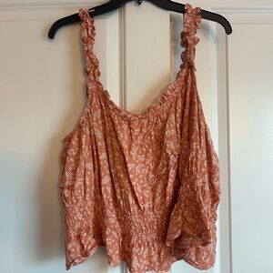 Women’s Floral Ruffle Strap Tank Top - orange